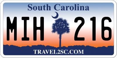 SC license plate MIH216