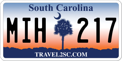 SC license plate MIH217
