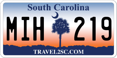 SC license plate MIH219