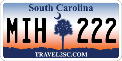 SC license plate MIH222