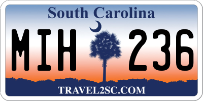 SC license plate MIH236