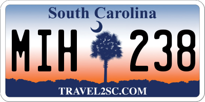 SC license plate MIH238