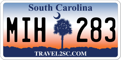SC license plate MIH283