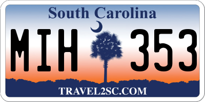 SC license plate MIH353