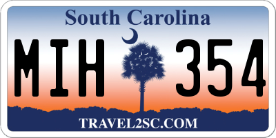 SC license plate MIH354