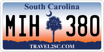 SC license plate MIH380