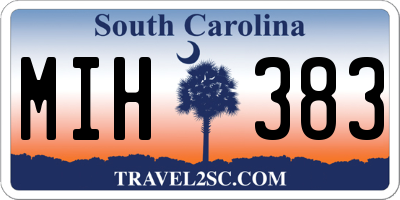SC license plate MIH383