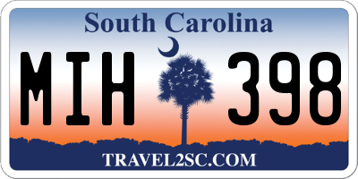 SC license plate MIH398