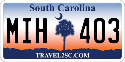 SC license plate MIH403