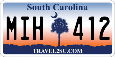 SC license plate MIH412