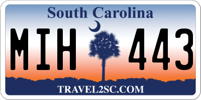 SC license plate MIH443
