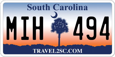 SC license plate MIH494
