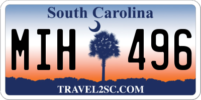 SC license plate MIH496