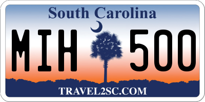 SC license plate MIH500
