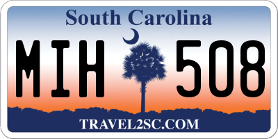 SC license plate MIH508