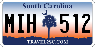 SC license plate MIH512