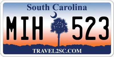 SC license plate MIH523