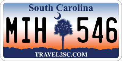 SC license plate MIH546