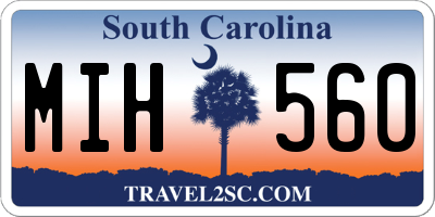 SC license plate MIH560