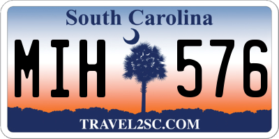 SC license plate MIH576
