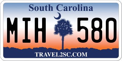 SC license plate MIH580