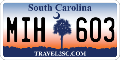 SC license plate MIH603