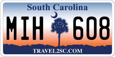 SC license plate MIH608