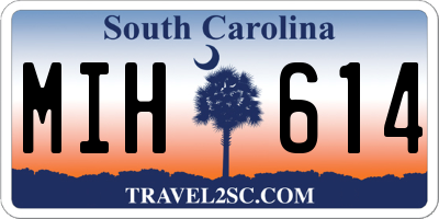 SC license plate MIH614