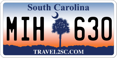 SC license plate MIH630