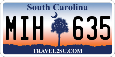 SC license plate MIH635