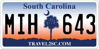 SC license plate MIH643