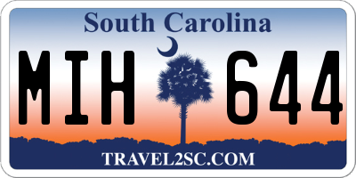 SC license plate MIH644