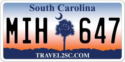 SC license plate MIH647