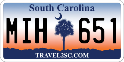 SC license plate MIH651