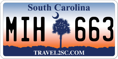 SC license plate MIH663