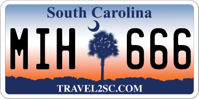SC license plate MIH666