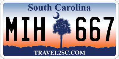 SC license plate MIH667