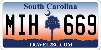 SC license plate MIH669