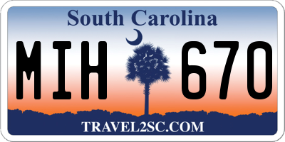 SC license plate MIH670