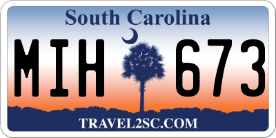 SC license plate MIH673
