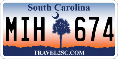 SC license plate MIH674