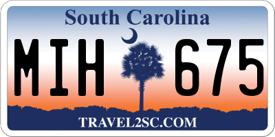 SC license plate MIH675