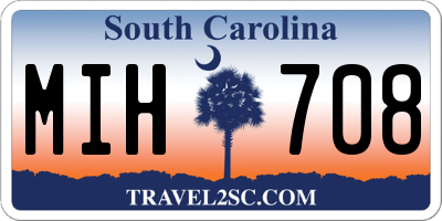 SC license plate MIH708