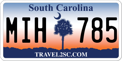 SC license plate MIH785