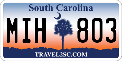 SC license plate MIH803