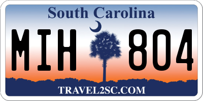 SC license plate MIH804