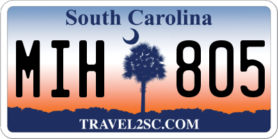 SC license plate MIH805