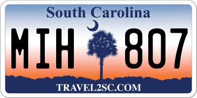 SC license plate MIH807