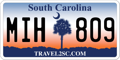 SC license plate MIH809