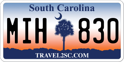 SC license plate MIH830